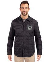 Las Vegas Raiders Historic Cutter & Buck Rainier PrimaLoft® Mens Big and Tall Eco Insulated Quilted Shirt Jacket Black Front