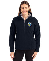 Los Angeles Chargers Historic Cutter & Buck Cascade Eco Fleece Womens Pullover Jacket Navy Blue Front