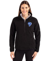 Los Angeles Rams Historic Cutter & Buck Cascade Eco Fleece Womens Pullover Jacket Black Front