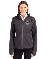 Las Vegas Raiders Historic Cutter & Buck Mainsail Full Zip Hooded Womens Jacket Charcoal Heather Front
