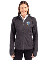 Los Angeles Chargers Historic Cutter & Buck Mainsail Full Zip Hooded Womens Jacket Charcoal Heather Front