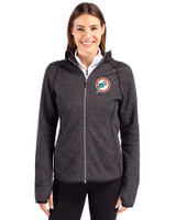 Miami Dolphins Historic Cutter & Buck Mainsail Full Zip Hooded Womens Jacket Charcoal Heather Front