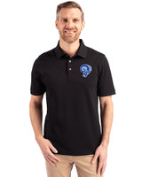 Los Angeles Rams Historic Cutter & Buck Advantage Eco Tri-Blend Pique Mens Big and Tall Polo Black Front