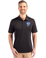 Los Angeles Rams Historic Cutter & Buck Prospect Epic Confidence Recycled Textured Stretch Mens Big & Tall Polo Black Front