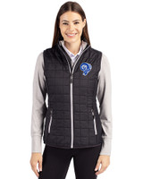 Front profile view of a Black Los Angeles Rams Historic Cutter & Buck Rainier PrimaLoft® Womens Eco Insulated Full Zip Puffer Vest