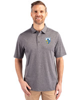 Los Angeles Chargers Historic Cutter & Buck Forge Heathered Stretch Mens Polo Charcoal Heather Front