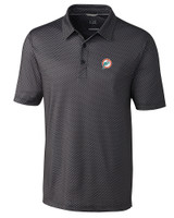 Miami Dolphins Historic Cutter & Buck Pike Mini Pennant Print Stretch Mens Polo Black Mannequin