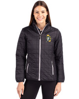 Green Bay Packers Historic Cutter & Buck Rainier PrimaLoft®  Womens Eco Insulated Full Zip Puffer Jacket Black Front