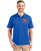 Denver Broncos Historic Cutter & Buck Forge Stretch Mens Polo Chelan Blue Front