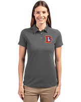 Denver Broncos Historic Cutter & Buck Advantage Eco Tri-Blend Pique Womens Polo Elemental Grey Front