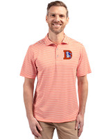 Denver Broncos Historic Cutter & Buck Virtue Eco Pique Stripe Recycled Mens Big and Tall Polo College Orange Front