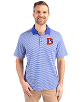 Denver Broncos Historic Cutter & Buck Forge Tonal Stripe Stretch Mens Polo Chelan Blue Front