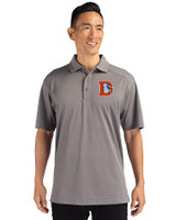 Denver Broncos Historic Cutter & Buck CB Drytec Genre Textured Solid Mens Big and Tall Polo Elemental Grey Front