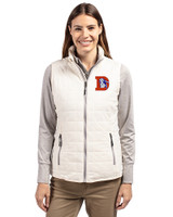 Denver Broncos Historic Cutter & Buck Rainier PrimaLoft® Womens Eco Insulated Full Zip Puffer Vest Coconut Front