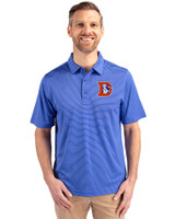 Denver Broncos Historic Cutter & Buck Forge Pencil Stripe Stretch Mens Polo Chelan Blue Front