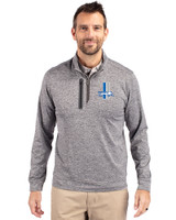 Detroit Lions Historic Cutter & Buck Stealth Heathered Quarter Zip Mens Pullover Elemental Grey Front