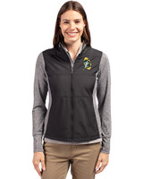 Green Bay Packers Historic Cutter & Buck Stealth Hybrid Quilted Womens Full Zip Windbreaker Jacket Black Front