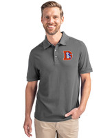 Denver Broncos Historic Cutter & Buck Advantage Eco Tri-Blend Pique Mens Polo Elemental Grey Front