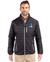 Detroit Lions Historic Cutter & Buck Rainier PrimaLoft® Mens Eco Insulated Full Zip Puffer Jacket Black Front