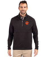 Cincinnati Bengals Historic Cutter & Buck Adapt Eco Knit Hybrid Recycled Mens Quarter Zip Black Front