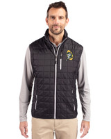 Green Bay Packers Historic Cutter & Buck Rainier PrimaLoft® Mens Big and Tall Eco Insulated Full Zip Puffer Vest Black Front
