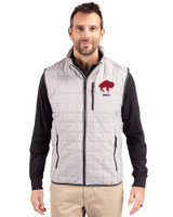 Buffalo Bills Historic Cutter & Buck Rainier PrimaLoft® Mens Eco Insulated Full Zip Puffer Vest Polished Medium Gray Front