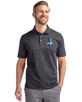 Detroit Lions Historic Cutter & Buck Advantage Tri-Blend Space Dye Mens Polo Dark Black Front