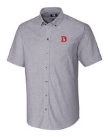 Denver Broncos Historic Cutter & Buck Stretch Oxford Mens Short Sleeve Dress Shirt Charcoal Mannequin