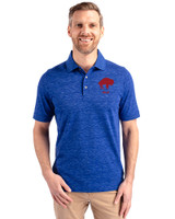 Buffalo Bills Historic Cutter & Buck Advantage Tri-Blend Space Dye Mens Big and Tall Polo Dark Tour Blue Front