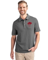 Buffalo Bills Historic Cutter & Buck Advantage Eco Tri-Blend Pique Mens Big and Tall Polo Elemental Grey Front
