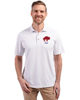 Buffalo Bills Historic Cutter & Buck Virtue Eco Pique Tile Print Recycled Mens Big & Tall Polo White Front