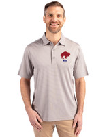 Buffalo Bills Historic Cutter & Buck Forge Pencil Stripe Stretch Mens Big and Tall Polo Polished Medium Gray Front