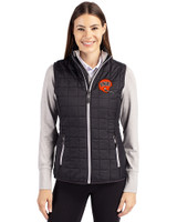 Cincinnati Bengals Historic Cutter & Buck Rainier PrimaLoft® Womens Eco Insulated Full Zip Puffer Vest Black Front