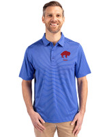 Buffalo Bills Historic Cutter & Buck Forge Pencil Stripe Stretch Mens Polo Chelan Blue Front