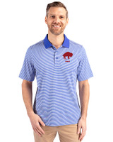 Buffalo Bills Historic Cutter & Buck Forge Tonal Stripe Stretch Mens Polo Chelan Blue Front