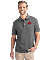 Buffalo Bills Historic Cutter & Buck Advantage Eco Tri-Blend Pique Mens Polo Elemental Grey Front