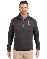 Green Bay Packers Historic Cutter & Buck Mainsail Sweater-Knit Mens Big and Tall Half Zip Pullover Jacket Charcoal Heather Front