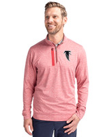 Atlanta Falcons Historic Cutter & Buck Stealth Heathered Quarter Zip Mens Pullover Cardinal Red Front