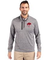 Buffalo Bills Historic Cutter & Buck Stealth Heathered Quarter Zip Mens Pullover Elemental Grey Front