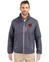 Chicago Bears Historic Cutter & Buck Rainier PrimaLoft® Mens Eco Insulated Full Zip Puffer Jacket Anthracite Melange Front