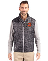 Cincinnati Bengals Historic Cutter & Buck Rainier PrimaLoft® Mens Eco Insulated Full Zip Printed Puffer Vest Black Front