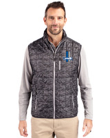 Detroit Lions Historic Cutter & Buck Rainier PrimaLoft® Mens Eco Insulated Full Zip Printed Puffer Vest Black Front