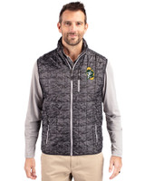 Green Bay Packers Historic Cutter & Buck Rainier PrimaLoft® Mens Eco Insulated Full Zip Printed Puffer Vest Black Front