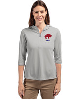 Buffalo Bills Historic Cutter & Buck Virtue Eco Pique Recycled Half Zip Pullover Womens Hoodie Polished Medium Gray Front