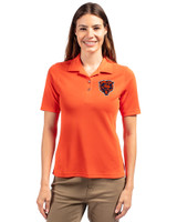 Chicago Bears Historic Cutter & Buck Virtue Eco Pique Recycled Womens Polo College Orange Front