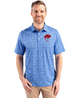 Buffalo Bills Historic Cutter & Buck Pike Constellation Print Stretch Mens Polo Chelan Blue Front