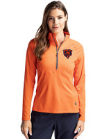 Chicago Bears Historic Cutter & Buck Adapt Eco Knit Stretch Recycled Womens Half Zip Pullover College Orange Front