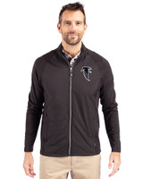 Atlanta Falcons Historic Cutter & Buck Adapt Eco Knit Hybrid Recycled Mens Big & Tall Full Zip Jacket Black Front