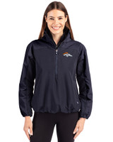 Denver Broncos Cutter & Buck Charter Eco Recycled Womens Anorak Jacket Navy Blue Front