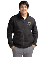 Minnesota Vikings Cutter & Buck Charter Eco Knit Recycled Big & Tall Full-Zip Jacket Black Front